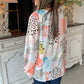 Multicolor Paint Palette Leopard Print Loose Top
