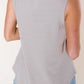 Gray Notched Neck Eyelet Thermal Knit Tank