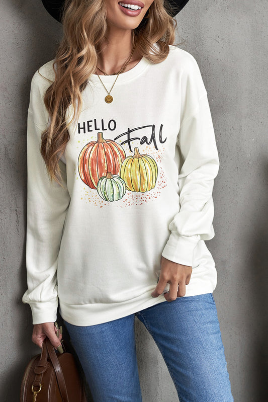 Letter Pumpkin Print Sweatshirt