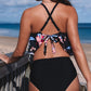 Black Mesh Floral Splicing Bikini