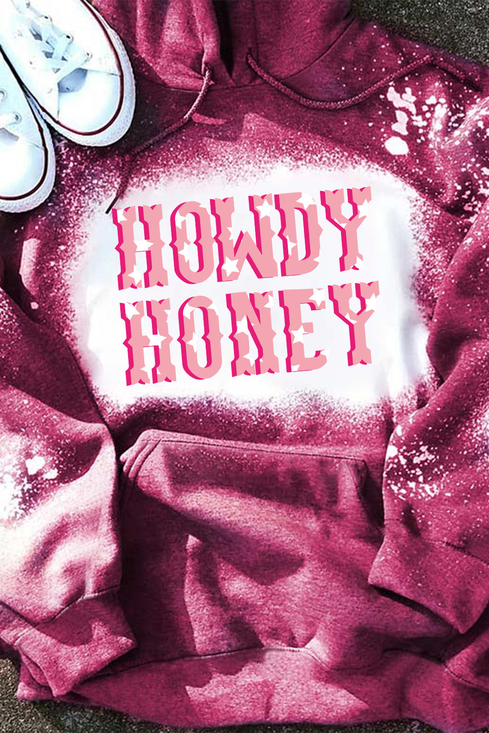 Rose Bleached Leopard HOWDY HONEY Pocketed Hoodie