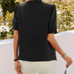 Black Solid Color Smock Sleeve V Neck Top