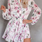 Vintage Floral Print Drawstring Flowy Dress