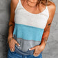 Adjustable Spaghetti Straps Colorblock Knit Tank Top