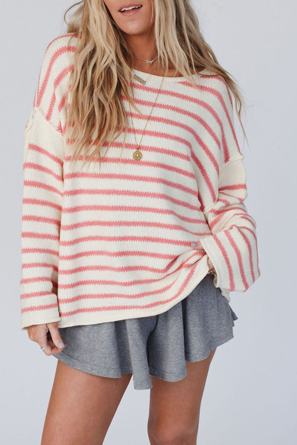 Striped Drop Shoulder Oversized Sweater