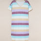 Striped Color Block V Neck T Shirt Midi Dress
