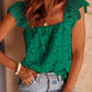 Lace Crochet Ruffled Square Neck Tank Top