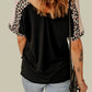 Black Leopard Sleeve Top