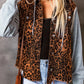 Leopard Ripped Hooded Denim Jacket