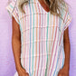 Striped Pintuck Tiered Cap Sleeve Blouse