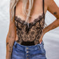 Black Floral Lace Crochet Backless Sleeveless Bodysuit