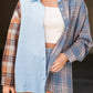 Plaid Contrast Color Block Shirt with Slits