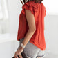 Tiered Ruffled Drawstring V Neck Top