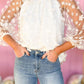 White Mock Neck Floral Mesh Long Sleeve Top