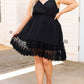 Black Lace Ruffle Hem Plus Size Flared Sundress