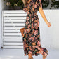 Black Floral Print Knotted Wrapped V Neck Maxi Dress