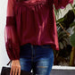 Fashion Lantern-Sleeve Lace Patchwork Top