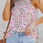 Floral Print Tassel Drawstring Lace-up Tank Top