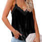 Black Luxury Lacy V Neck Spaghetti Straps Velvet Tank