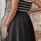 Black Spaghetti Straps Striped Cami Dress with Sash