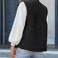 Snap Button Pocketed Sherpa Vest Jacket