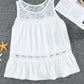 Lace Embroidery Ruffled Sleeveless Top