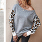 Autumn and winter fashion collision color stitching leopard sweater