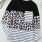 Camo Stripes Patchwork Long Sleeve Top with Pocket