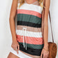 Spaghetti Straps Striped Drawstring Waist Mini Dress