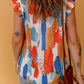 Multicolor Printed Ruffle Flutter Sleeve Tank Top