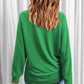 Green Solid Round Neck Raglan Sleeve Sweatshirt