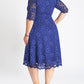 Blue Plus Size Half Sleeve Lined Lace Midi Dress
