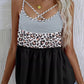 Black Leopard Striped Color Block Crisscross Camisole