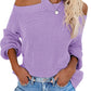 Women's Winter Casual Loose Halter Neck Cold Shoulder Ribbed Knit Sweater