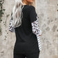 Camo Stripes Patchwork Long Sleeve Top with Pocket