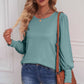 Bubble sleeve round neck loose casual shirt