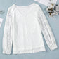 White Loose Puff Sleeve Lace Blouse