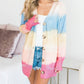 Rainbow Ombre Buttoned Cardigan with Pockets