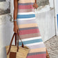 Multicolor Stripe Print Slit Maxi Tank Top Dress