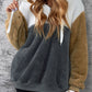 Colorblock Fluffy Faux Fur Hoodie