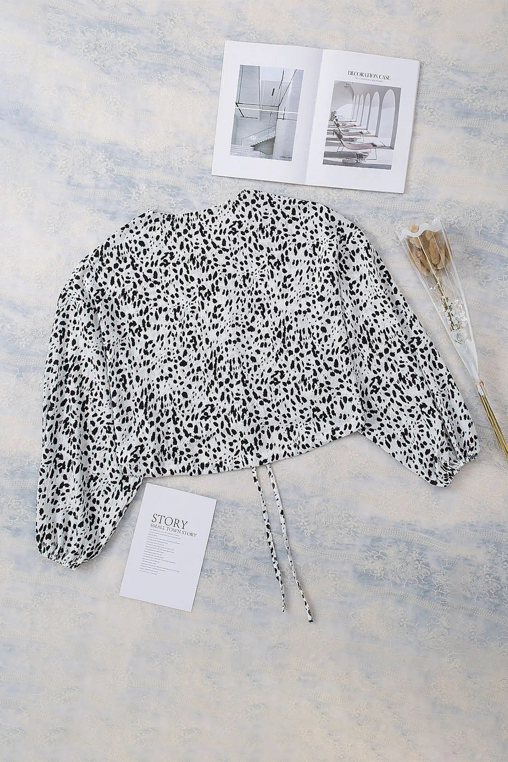 Leopard Print Drawstring Pullover Blouse