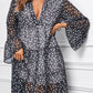 Print V neck Ruffle Swing Mini Dress