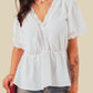 Lace Splicing V Neck Short Sleeve Blouse