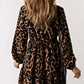 Leopard Ruffled Elastic Cuff Mini Dress
