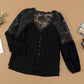 V Neckline Lace Shoulder Patchwork Blouse