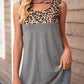 Hollow-out Leopard Solid Gray Patchwork Tank Top