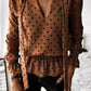 V Neck Tie Polka Dot Ruffled Blouse
