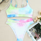 Multicolor Tie Dye Ribbed Texture Bikini Swimsuit