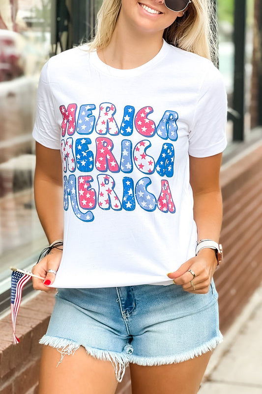White MERICA Flag Element Graphic Tee