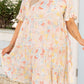 Pink Plus Size Floral Pattern Babydoll Swing Dress